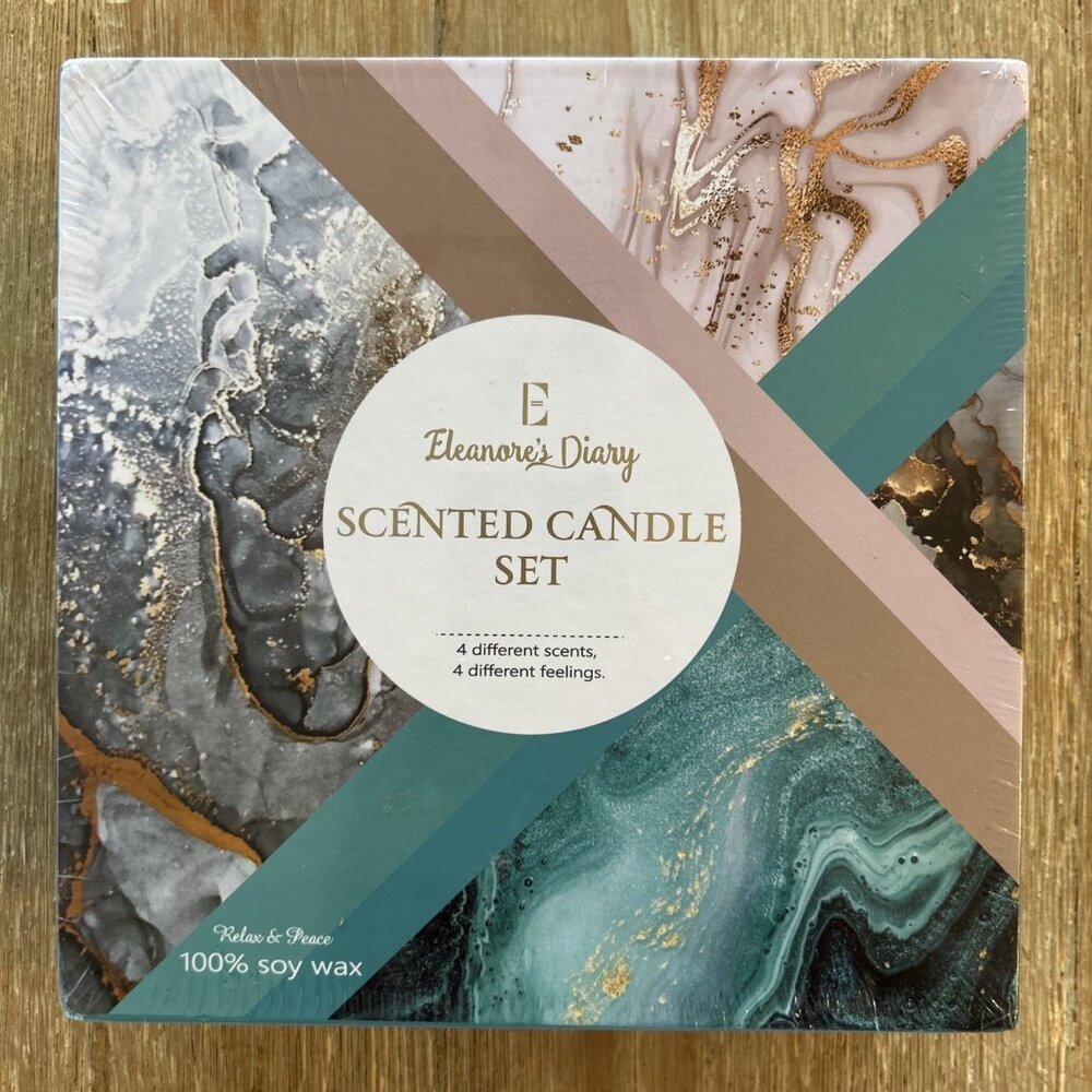 ELEANORE'S DIARY Scented Candles SET OF 4 Different Scents 100% Soy Wax NEW